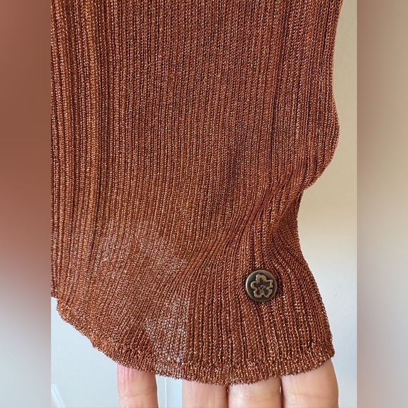 Ted Baker Women Brown Metallic Finish Racerback Tank Top - Picture 7 of 12